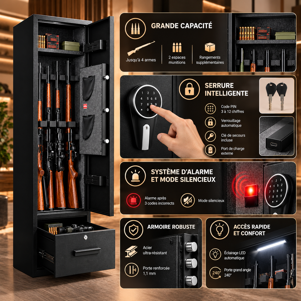 Armoire forte pour armes Grande Sécurité