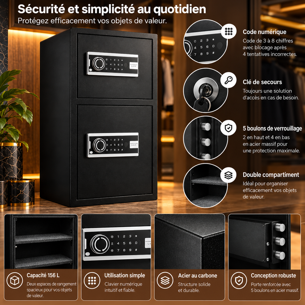Coffre-fort biométrique compact